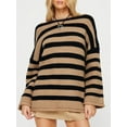 thumbnail image 2 of Women's Loose Off Shoulder Striped Long-sleeved Sweater, 2 of 4
