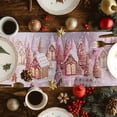 thumbnail image 5 of Pink Christmas Dresser Scarf Farmhouse, Dining Table Decorations for Wedding/Parties, Xmas Farmhouse Snowflake Tree Table Runner 72 Inches Long for Kitchen Dining, 18 x 72 In, 5 of 9