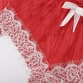 thumbnail image 3 of HNMKIU Women's Satin Pajama Set Floral Lace Trim Sleepwear Nightwear With Matching Robe Red,S, 3 of 6