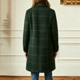 thumbnail image 5 of yuCgh Women's Winter Notched Collar Plaid Wool Trench Coat Button Down Mid Long Overcoat Outerwear with Classic Design for Warm and Stylish Look,Dark Green L, 5 of 5