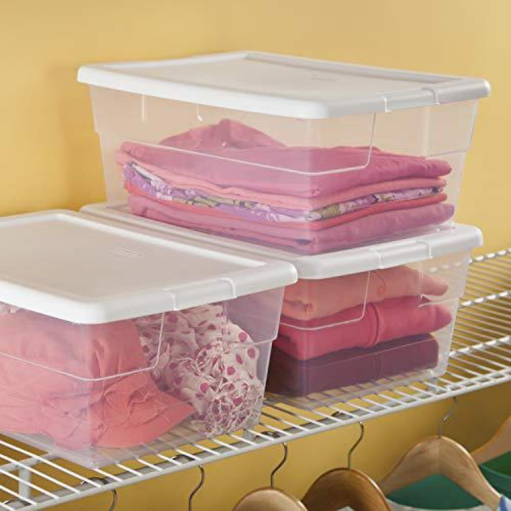 Sterilite 16 Quart Clear Plastic Tote Box Storage with Lid - Durable, Stackable Organizer for Clothes, Shoes, Pantry - Classroom & Supply Organization