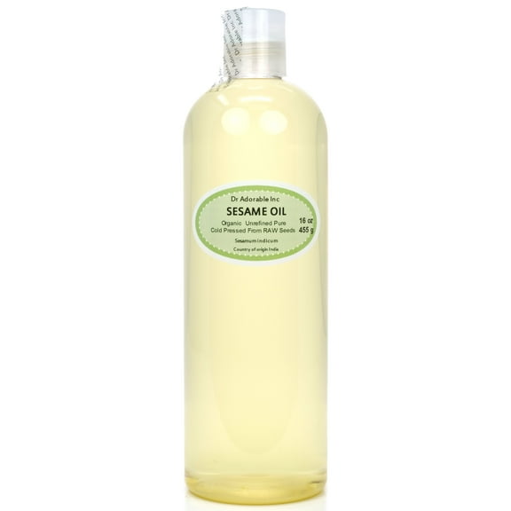 Dr Adorable - 16 oz - Sesame Seed Oil from RAW Seed - 100% Pure Unrefined Organic Cold Pressed