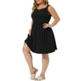 thumbnail image 4 of Agnes Orinda Women's Plus Size Lace Shoulder Straps Knee Length Sleepshirts 1X Black, 4 of 5