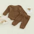 thumbnail image 4 of Ensemble de Pantalons pour Bébé Fille, Barboteuse Côtelée à Manches Longues à Col Ras du Cou avec Pantalon à Taille Élastique pour Tout-Petits, 4 of 9