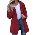 thumbnail image 2 of Mifsaly Womens Windbreaker Jacket Lightweight Windproof Hooded Full Zip Trench Coat Outdoor Hiking Camping Travel Outerwear with Adjustable Drawstring and Pockets Wine,S, 2 of 9