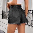 thumbnail image 5 of RYRJJ Jean Shorts for Women High Waisted Trendy Stretchy Distressed Y2K Streetwear Denim Shorts Raw Hem Casual Summer Short Jean with Pockets (Black,XL), 5 of 8