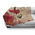 thumbnail image 3 of Flower Soft Flannel Fleece Throw Blanket, Red Poppy Flower Paint Brush Effect Beige Floral Design Digi Art Composition, Cozy Plush for Indoor and Outdoor Use, 50" x 70", Multicolor, by Ambesonne, 3 of 6