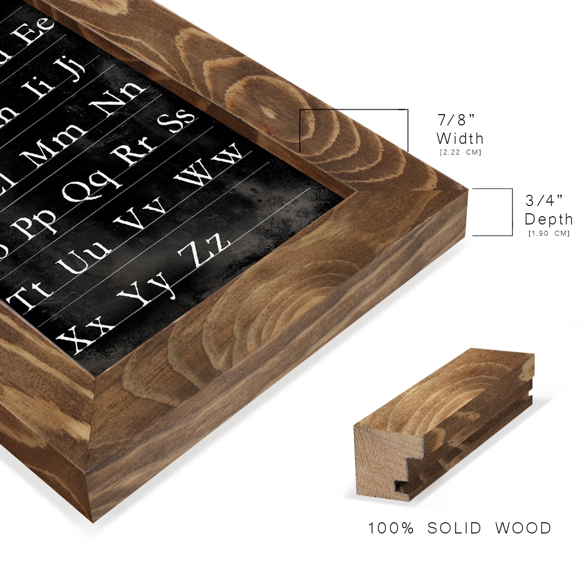 Alphabet Chart - Framed Print w/glass - Walnut