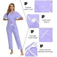 thumbnail image 3 of MAYFISH 100% Cotton Women's Pajamas Sets Button Down Sleepwear Short Sleeve with Long Pants Lounge Pj set(Lavender,S), 3 of 5