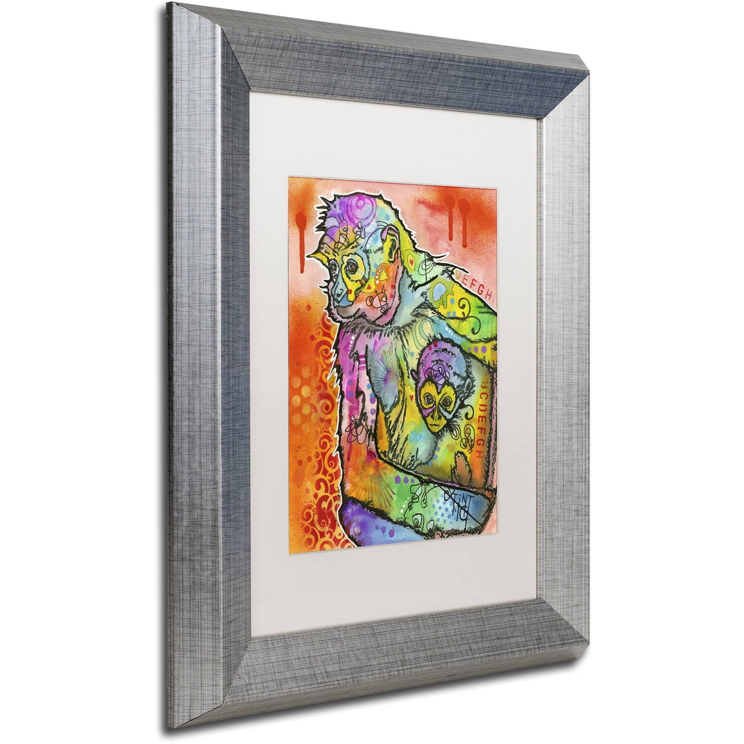 Trademark Fine Art "Monkey 1" Canvas Art by Dean Russo, White Matte, Silver Frame