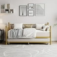 thumbnail image 1 of Twin Daybed with Pull-Out Trundle, Metal Frame with Flower Headboards, 1 of 2