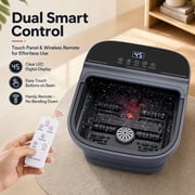 Doulami Collapsible Foot Spa Massager with Heat & Massage Rollers,Temp Control,Bubble,Touch Screen,Remote Control