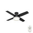 thumbnail image 3 of Hunter - Dempsey Indoor Low Profile Ceiling Fan With Light, Remote, 44-inch, Matte Black, Modern-style, 3-speed WhisperWind Motor, 52390, for Living Rooms, Bedrooms, 3 of 16