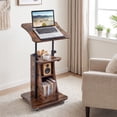 thumbnail image 4 of Gymax Rolling Podium Stand Height Adjustable Lectern Table w/ Tilting Tabletop Rustic Brown, 4 of 10