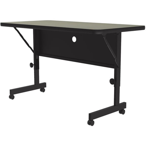 Correll 24"W x 48D Deluxe High Pressure Top Flip Top Table Savannah Sand Brown