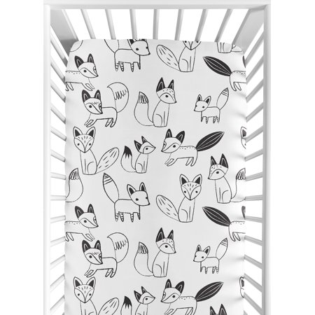 UPC: 0846480049272 | Fitted Crib Sheet for Black and White Fox Collection Baby/Toddler Bedding Set Collection