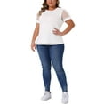 thumbnail image 2 of Agnes Orinda Women's Plus Size Top Mesh Short Sleeve Crew Neck T Shirt Solid Casual Blouse 2025 3X White, 2 of 6
