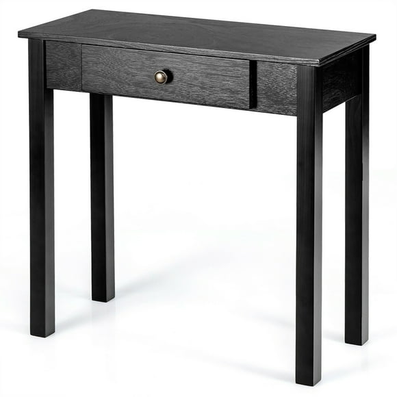 Gymax Console Table with Drawer Entryway Hallway Accent Wooden Table Black