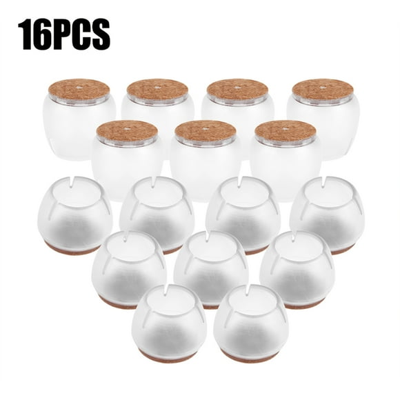 Lot de 16 pieds de chaise antidérapants en PVC transparent - Taille M