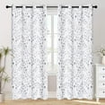 thumbnail image 2 of Living Room Curtains 84 inches Long Thermal Insulated Room Darkening Curtains for Dining Room Patio Leaf Pattern Grommet Drapes for Bedroom, Grey, 2 Pieces, 2 of 10