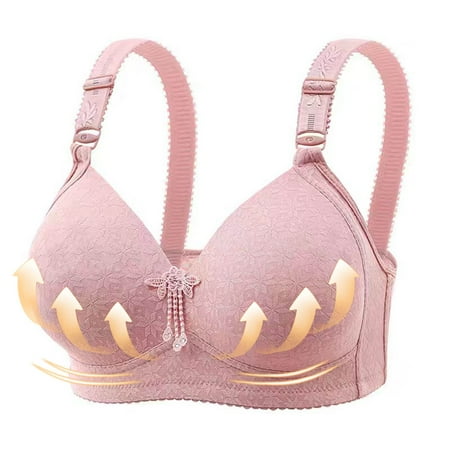 Crunowin Women s Push up Bras Plus Size Underwire  Full Coverage Support Daily Bra Pink S