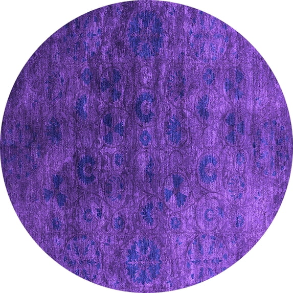 Ahgly Company Indoor Round Oriental Purple Industrial Area Rugs, 6' Round