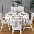 thumbnail image 2 of White Highland Cow Flower Pattern Round Tablecloth 60"x60",Wrinkle Wipeable Table Cloth for Kitchen Dining Room Picnic Patio Party, 2 of 6
