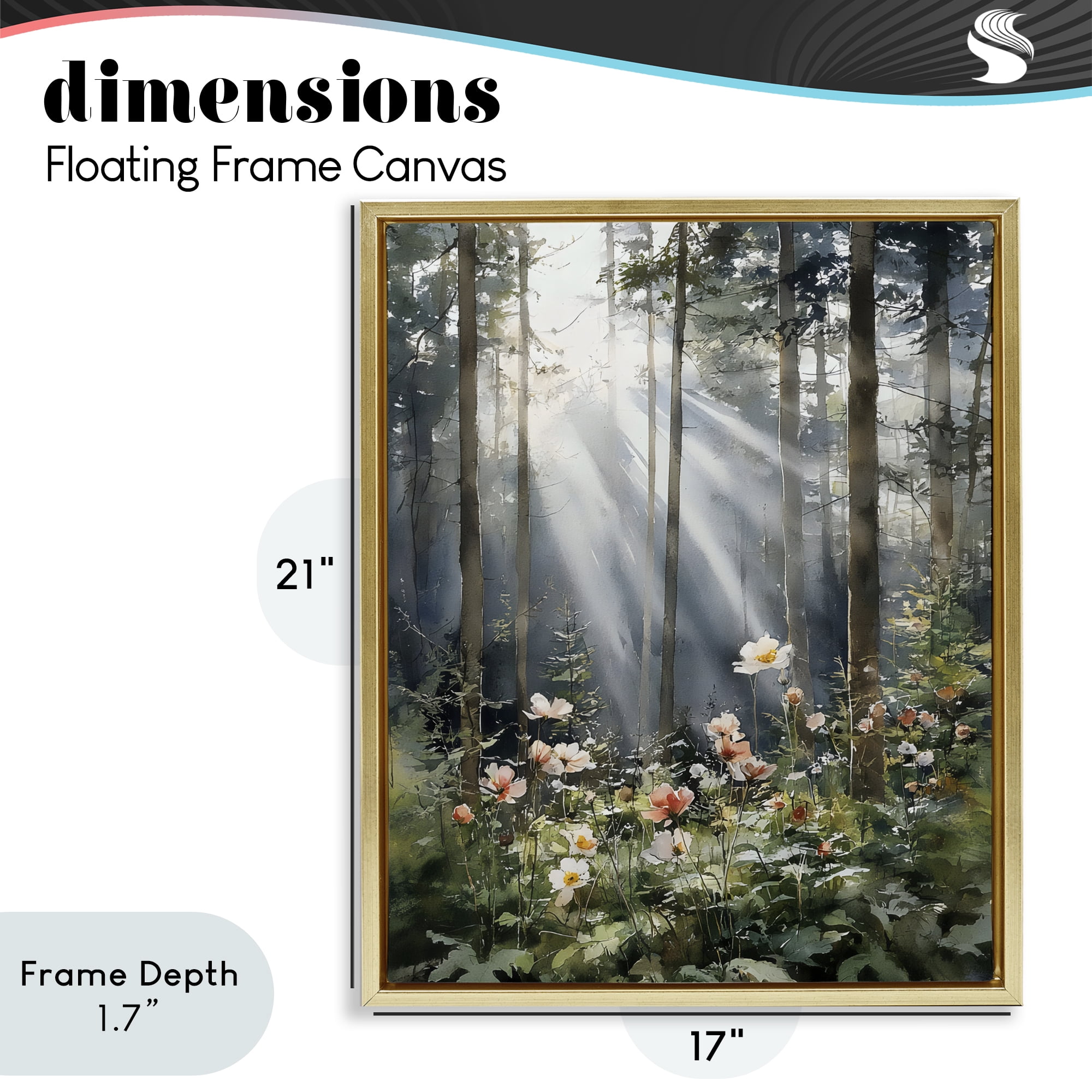 Stupell Industries Sunlit Woods In Morning Gold Framed Floater Canvas Wall Art, design by Franklyn Gregory