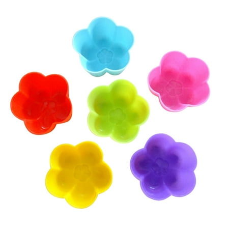 

24pcs Colorful Silicone Cupcake Mold Heat-resistant Pudding Liner in the Shape of Plum Blossom(Random Color)