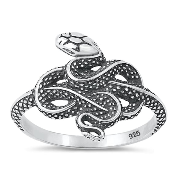 High Polished Oxidized Snake Ring .925 Sterling Silver Band Jewelry Female Male Unisex Size 10