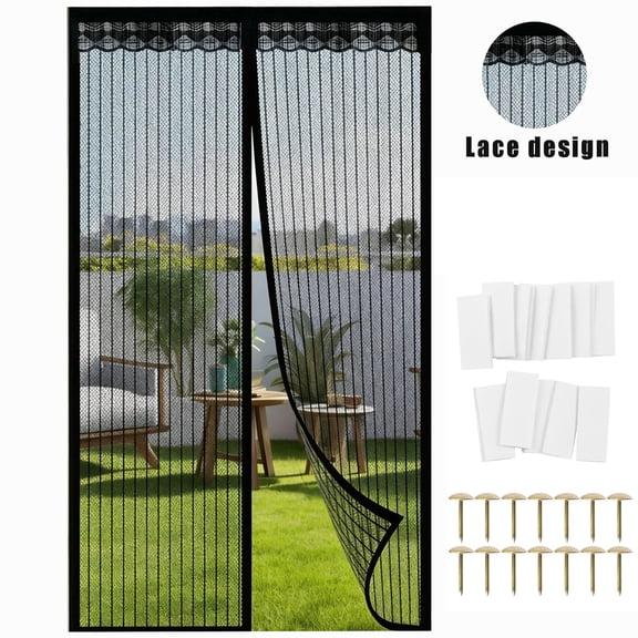 Magnetic Screen Door - Fits Door Opening 37 x 81 in, Actual Screen Size 39"x 83", Hands Free Mesh Partition,Heavy Duty Curtain Keeps Bugs Out, Frame Hook & Loop, Pet and Kid Friendly