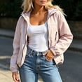 thumbnail image 3 of Husipze Women's Lightweight Full Zip Cropped Jacket Outdoor Long Sleeve Sun Protection Solid Color Hooded Hiking Jacket Windbreaker Pink S, 3 of 7