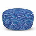 thumbnail image 1 of Abstract Pouf Cover with Zipper, Abstract Blue Toned Waves Flowing Gale Marine Sea Ornamental Illustration, Soft Decorative Fabric Unstuffed Case, 30" W X 17.3" L, Multicolor, by Ambesonne, 1 of 5