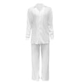 thumbnail image 5 of Wassery Women Spring Fall Pants Outfits Long Sleeve Turn-Down Collar Loose Shirts Elastic Waist Wide-Leg Long Palazzo Pants 2 Pieces Casual Lounge Pants Set, 5 of 8