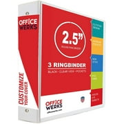 Performore 3 Ring Binders, 2.5 inch Round Rings, White, Clear View, Pockets, 12 Pack (3.2 Spine)