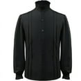 thumbnail image 2 of Tawop Mens T-Shirts Long Sleeve Turtleneck Jacquard Trim Buttons Black L, 2 of 8
