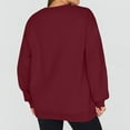 thumbnail image 4 of dGslk Women's Oversized Crewneck Sweatshirt Long Sleeve Pullover Soft Loose Fit Casual Solid Color Top for Fall Winter Wine 2XL, 4 of 4