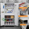 thumbnail image 5 of GangMei Metal Storage Cabinet with 1 Drawer and Pegboards,71" H Top Workbench Mobile Tool Chests Garage Cabinets with 4 Wheels,Tool Cabinets for Home,Office,Shop，Assembly Required, White, 5 of 9