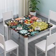 thumbnail image 3 of Pioneer Flower Floral Print Pattern Square Fitted Tablecloth with Elastic Edge,Square Table Cover,Washable Elastic Table Cover for Home Kitchen Party Decor 36"x36", 3 of 6