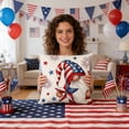 thumbnail image 4 of Patriotic 4th of July Pillow Covers 18 x 18 Blue Star Red Stripe Fourth July Decorative Throw Pillows Outdoor Farmhouse Pillowcases Memorial Day Cushion Case Sofa Couch Bed Decor (1pc), 4 of 7