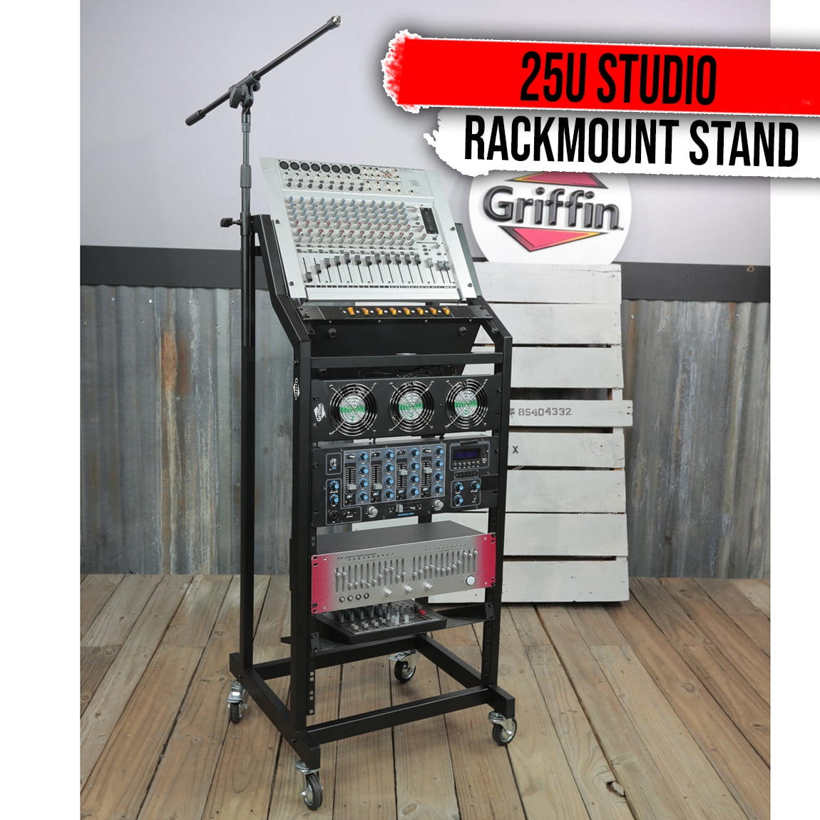 GRIFFIN Steel Electronic Stand Rolling Music Studio, Black
