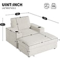thumbnail image 2 of Aukfa 42 inch Chaise Lounge w/ 2 Cupholders, Storage Ottoman, Plush Chair Bed for Living Room, Beige, 2 of 11