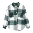 thumbnail image 5 of Siilsaa Womens Plaid Shirts Flannel Shacket Jacket Long Sleeve Button Down Boyfriend Shirt Coats ,Green, 5 of 5
