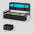 thumbnail image 2 of Afuhokles Twin Daybed with 4 Storage Drawers and 3-Tier Bookshelf, Day Bed with LED Lights and Charging Station, Corner Bed Frame with Storage Headboard, Black, 2 of 8