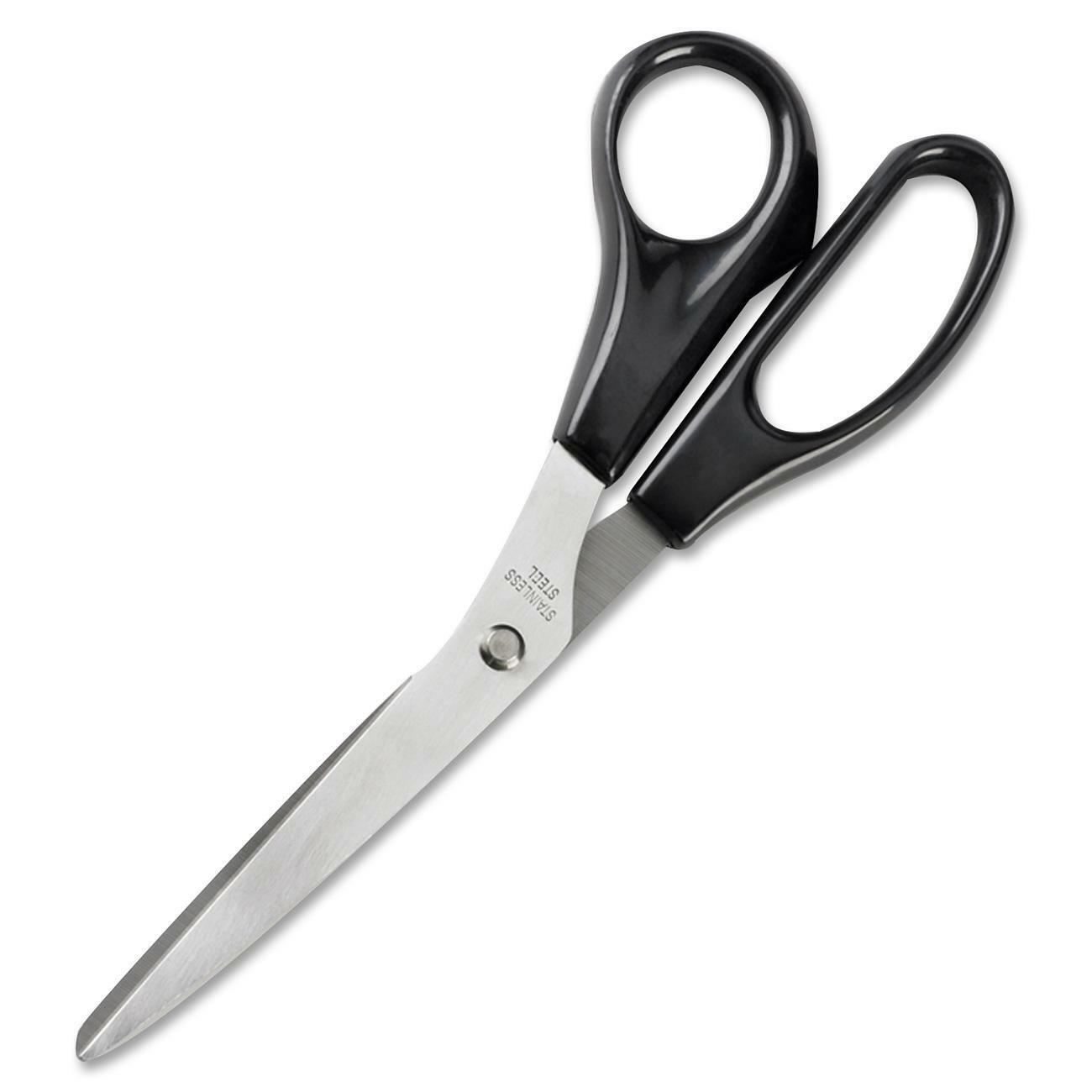 Business Source Stainless Steel Scissors Bent 8"L Black Handles 65647