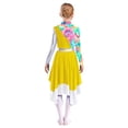 thumbnail image 3 of YiZYiF Robe de Danse Lyrique pour Filles, Imprimé Color Block, Robe de Culte Métallique Irrégulière Jaune 8, 3 of 5