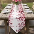 thumbnail image 6 of Table Runners 36 Inches Long, Pink Red Eucalyptus Leaves Cotton Linen Kitchen Dining Coffee Table Runner for Party Home Decor, Watercolor Spring Summer Botanical Tabletop Dresser Scarves 13x36 Inch, 6 of 9