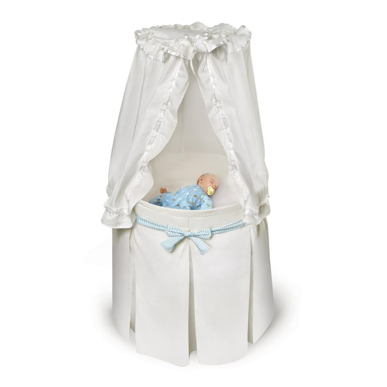 Badger Basket Empress Round Baby Bassinet with Canopy – White
