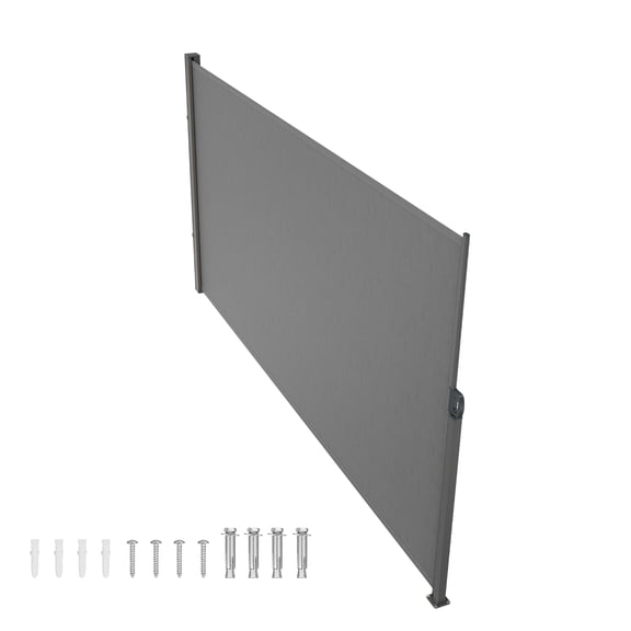 KFFKFF Pull-out Side Canopy, 63''x 118'' Exterior Seclusion Panel, 180g Polyester Weather-resistant Retractable Terrace Shield, UV 30 Space Partition Wind Barrier for Terrace, Garden, Balcony, Gray