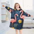 thumbnail image 5 of FORMRS Wearable Blanket Hoodie with Sleeves for Kids Cozy Flannel Sweatshirt, Floral Flamingo, 5 of 7